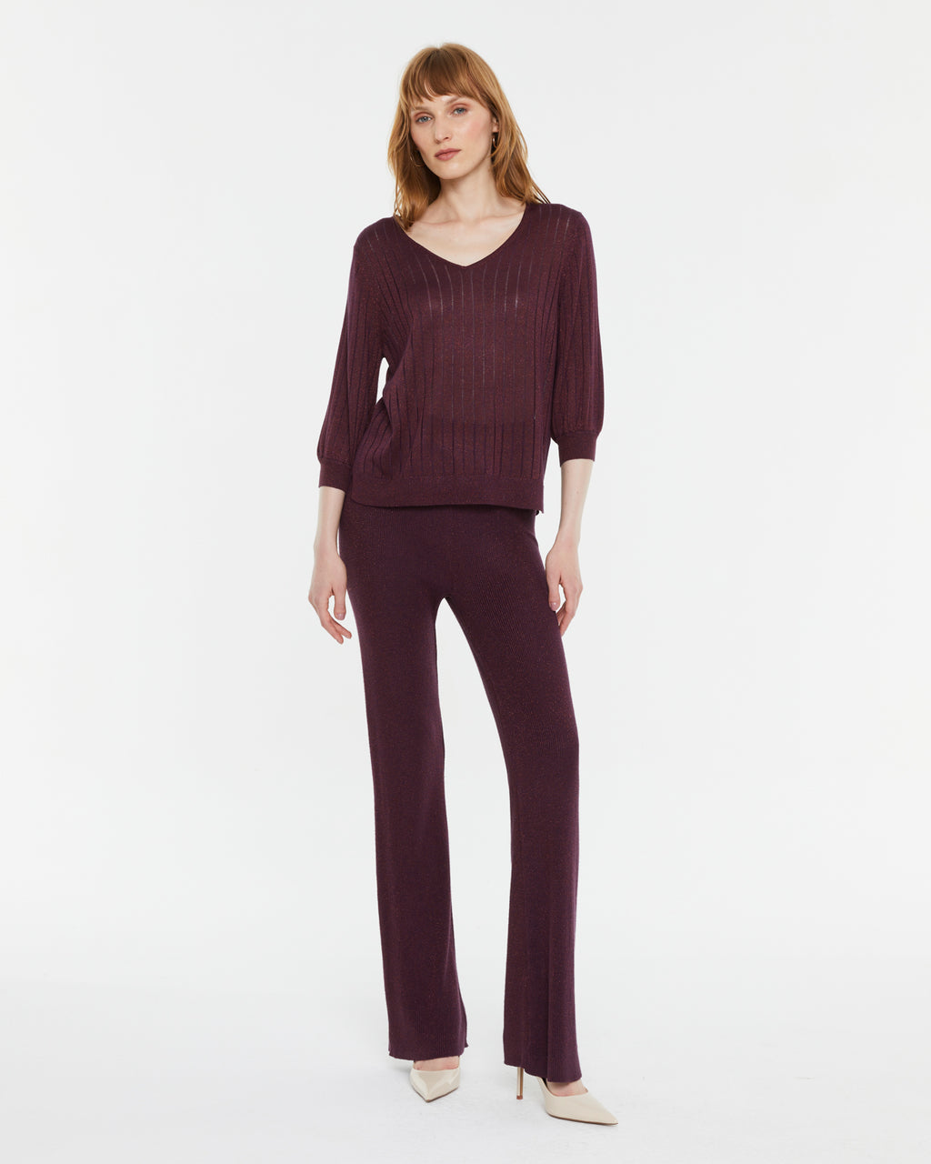 Jersey de mujer escote pico manga francesa