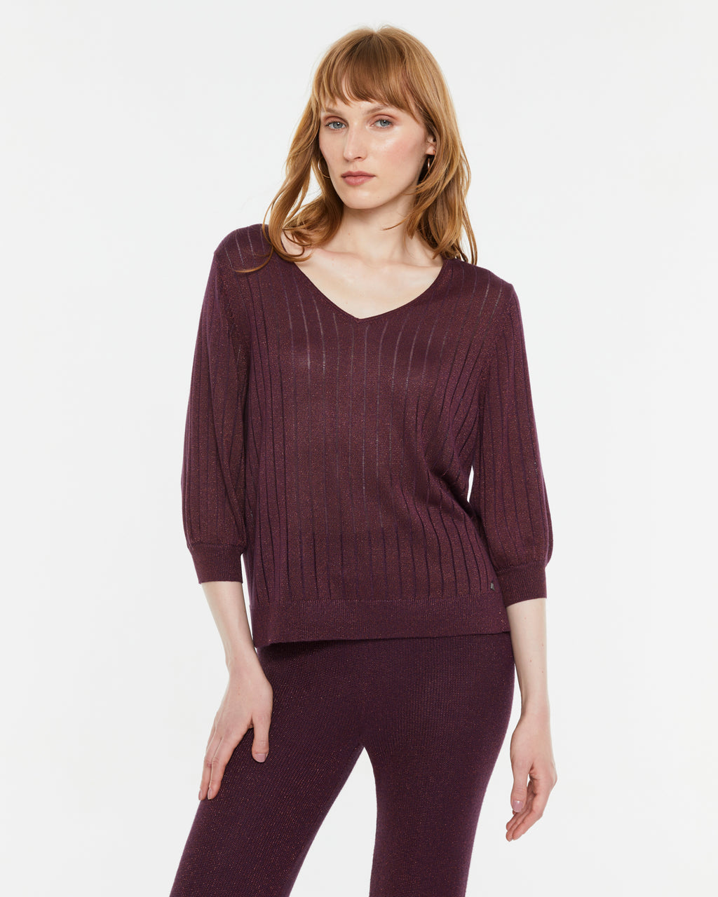 Jersey de mujer escote pico manga francesa