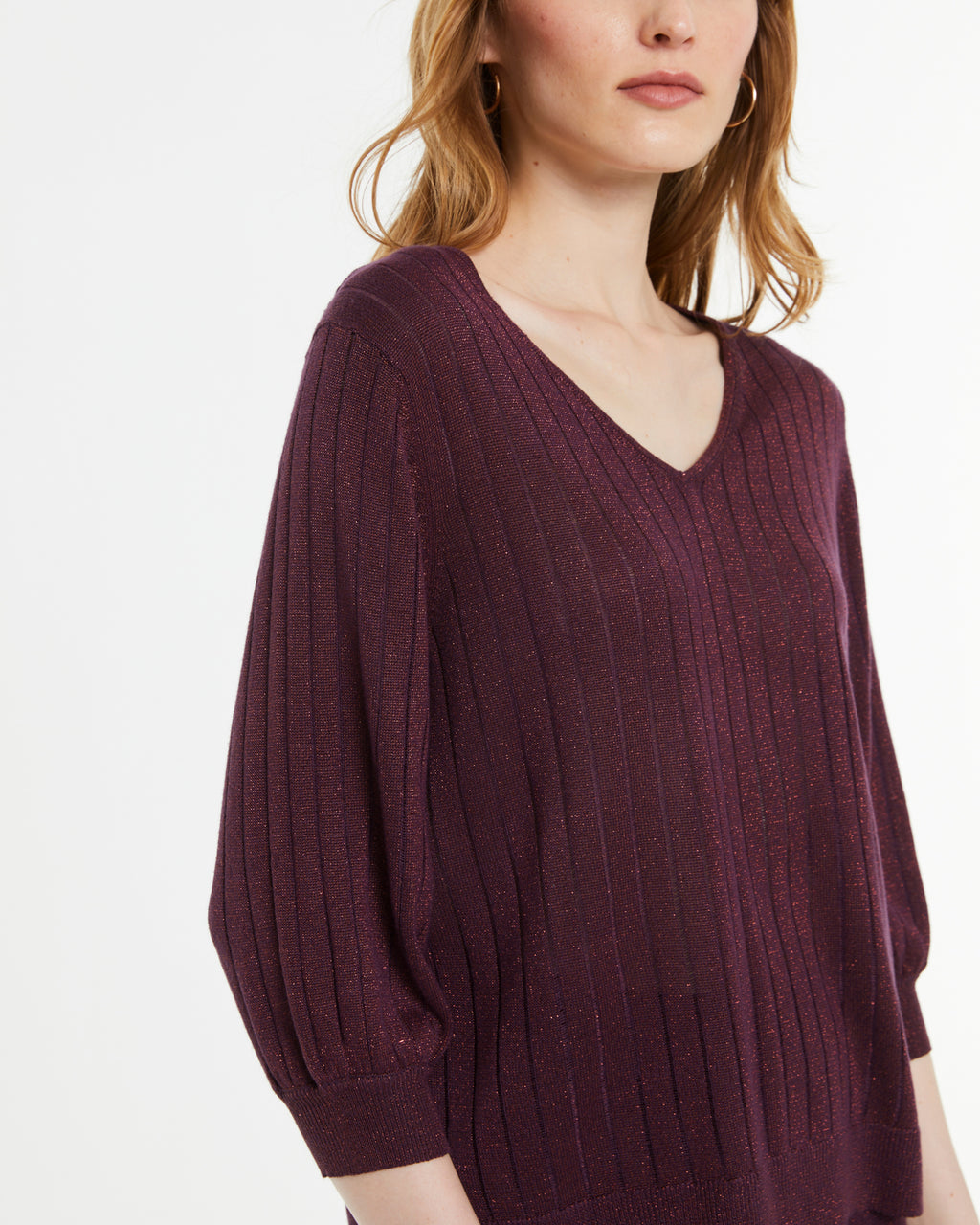 Jersey de mujer escote pico manga francesa