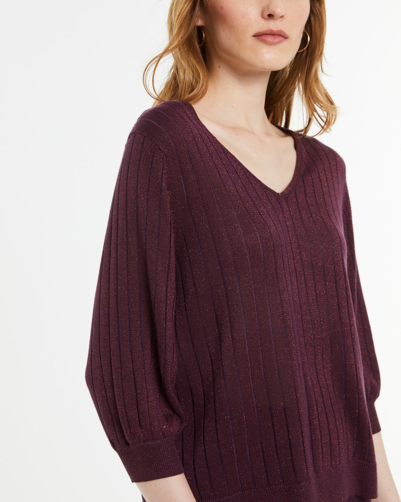 Jersey de mujer escote pico manga francesa