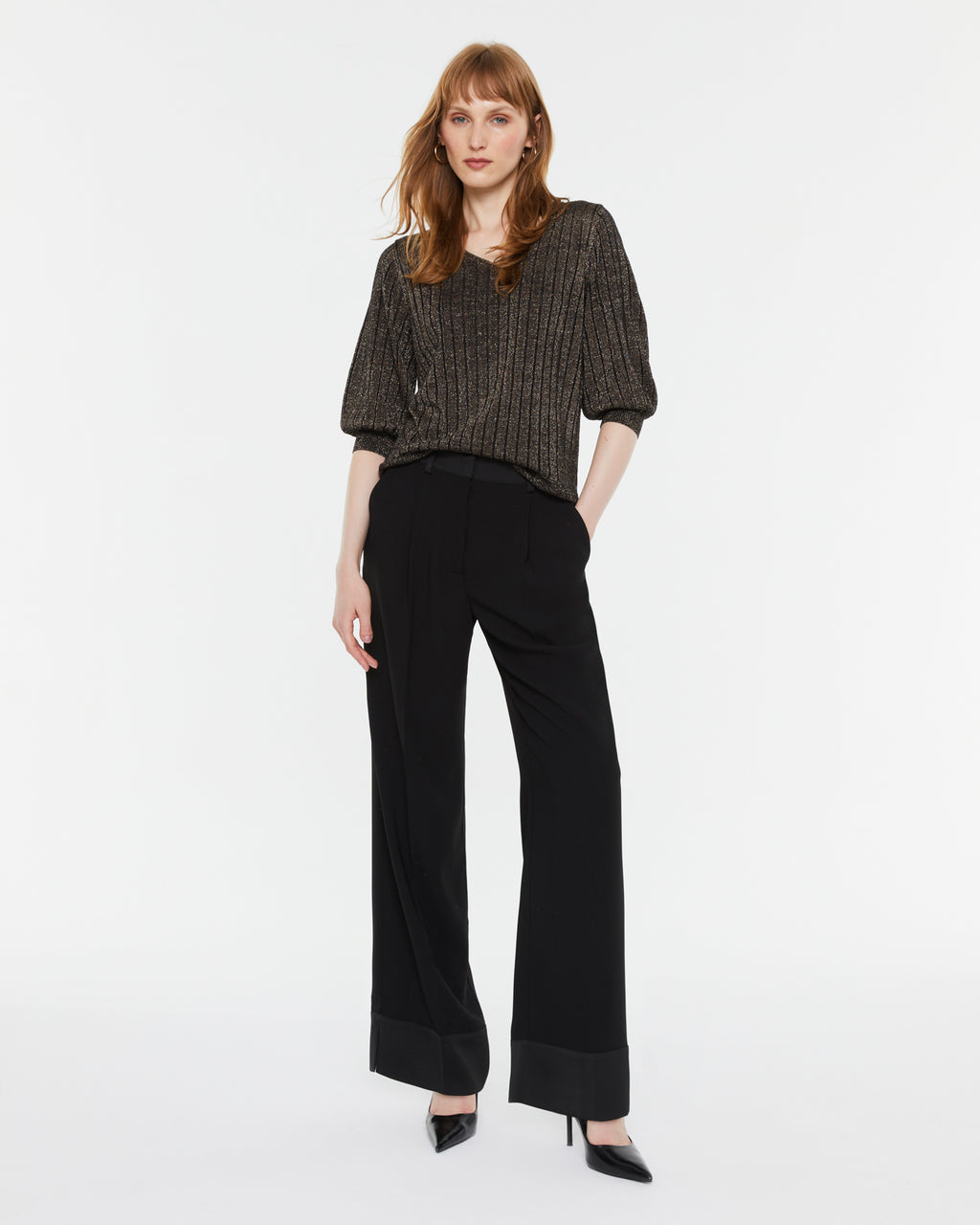 Jersey de mujer escote pico manga francesa