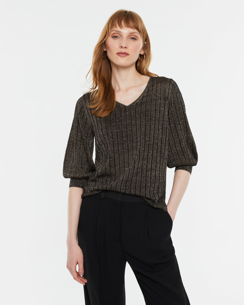 Jersey de mujer escote pico manga francesa