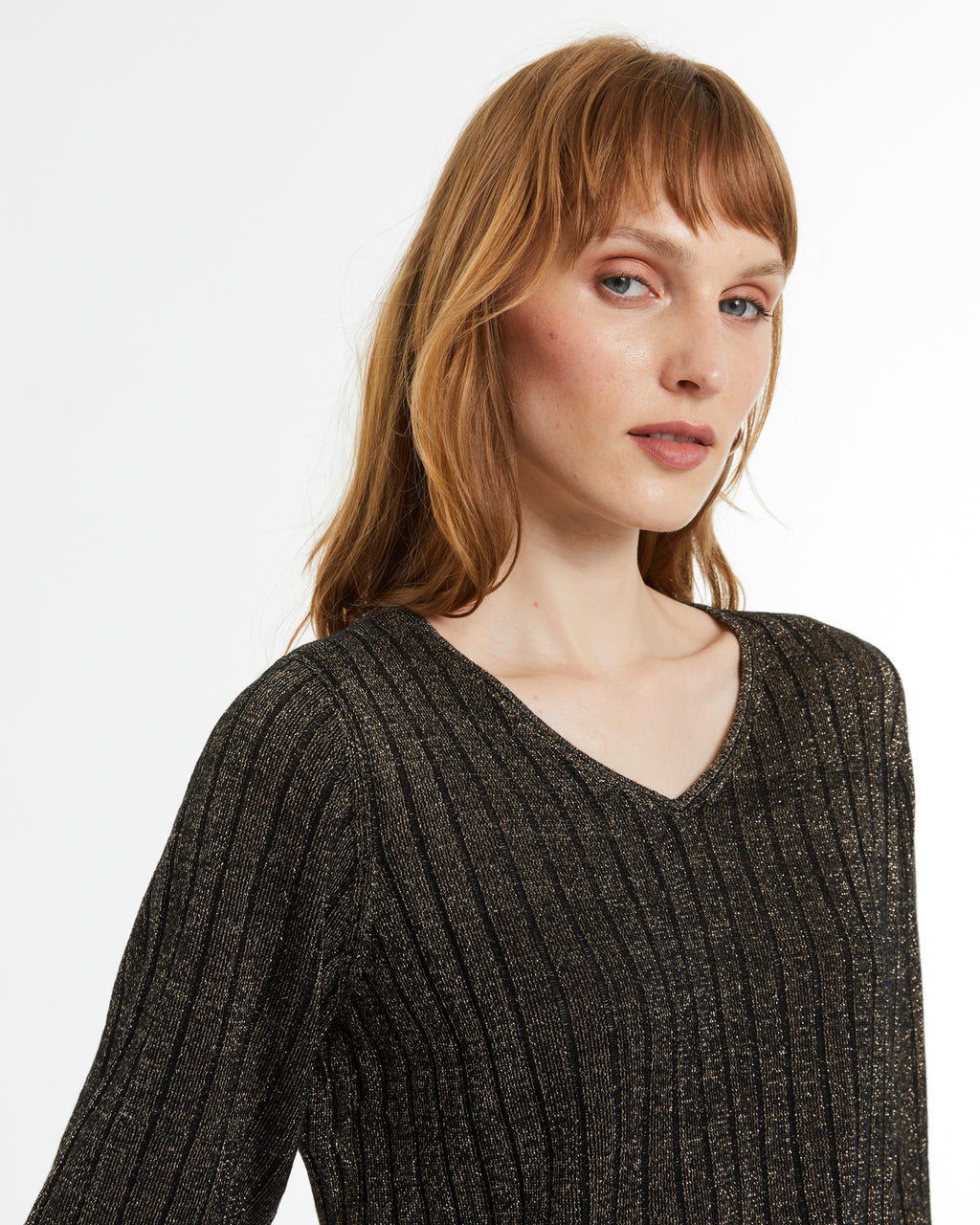 Jersey de mujer escote pico manga francesa