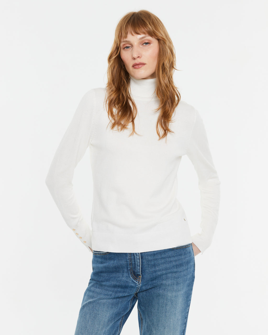 Jersey de mujer punto fino cuello vuelto