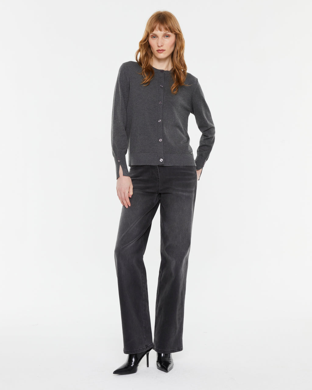 Cardigan de mujer punto fino manga larga