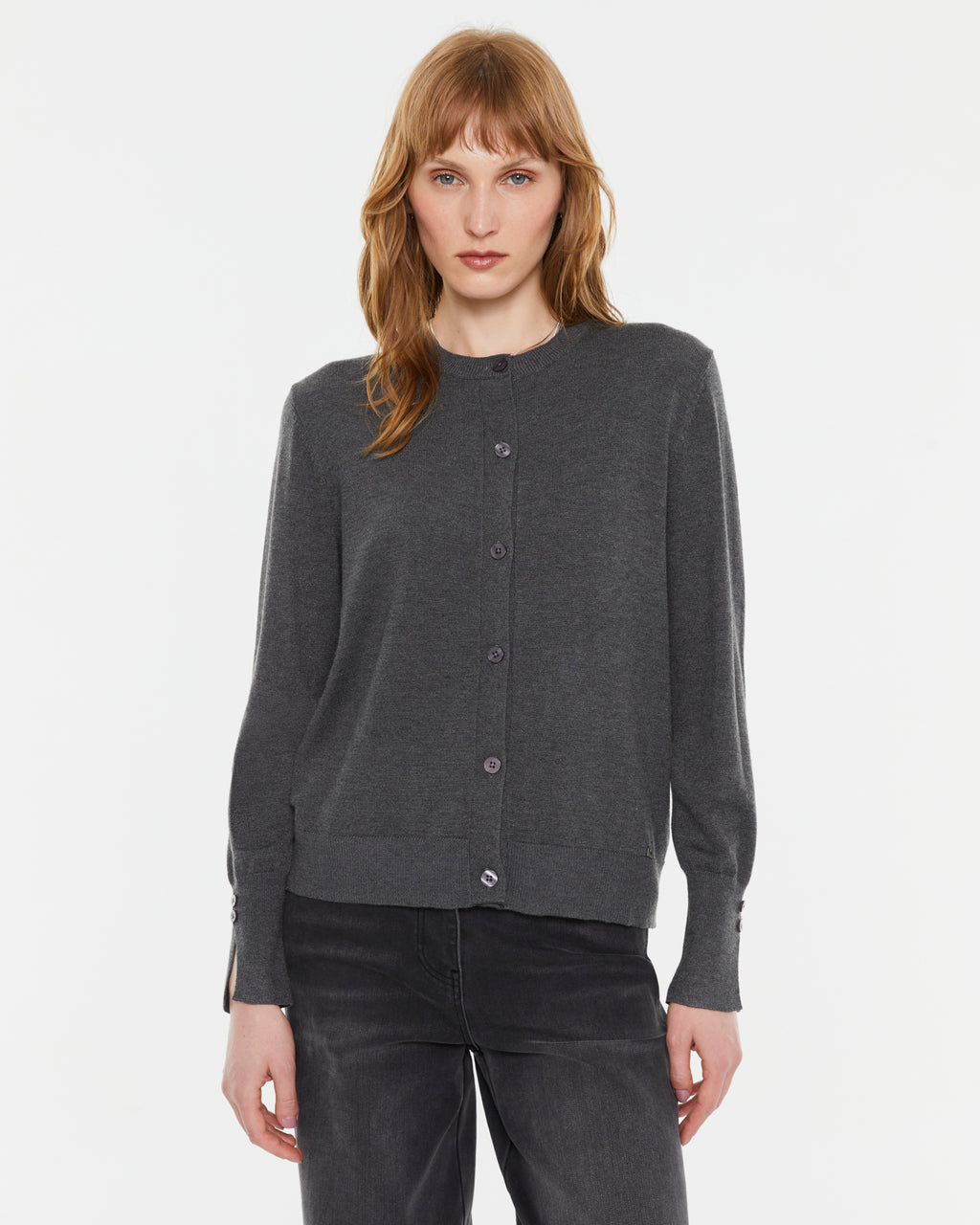 Cardigan de mujer punto fino manga larga