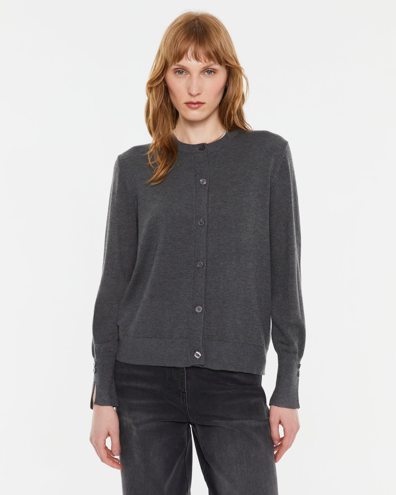 Cardigan de mujer punto fino manga larga