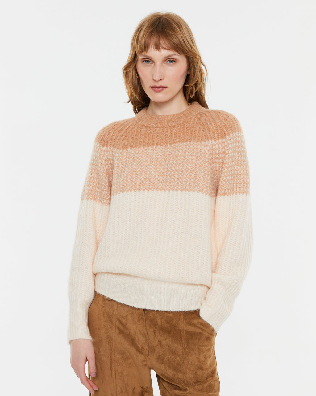 Jersey de mujer bicolor escote redondo