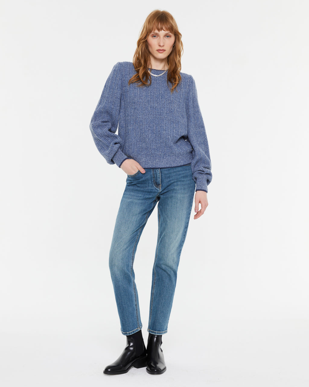 Damen Rundhals Langarmpullover