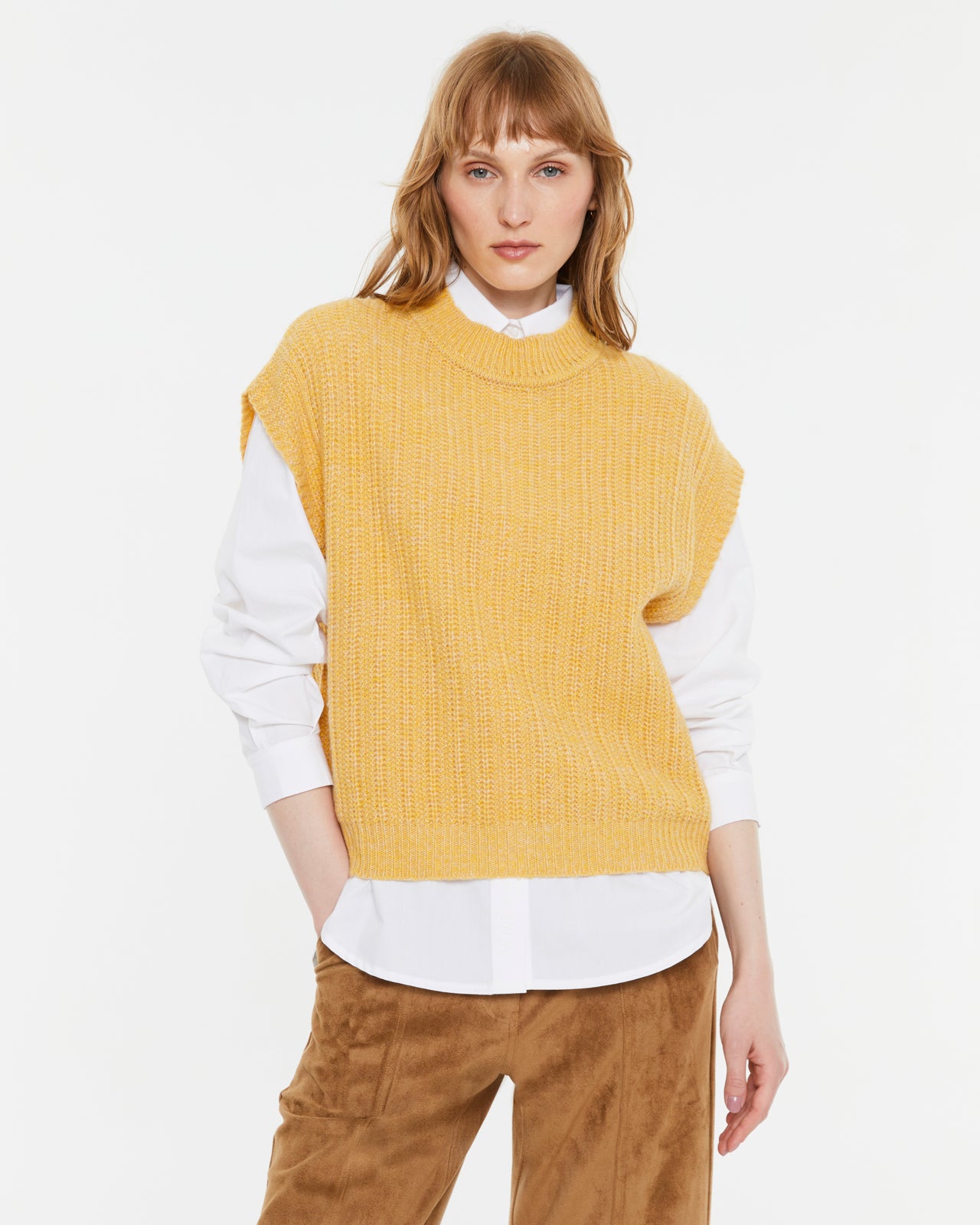 Chaleco de mujer punto escote perkins