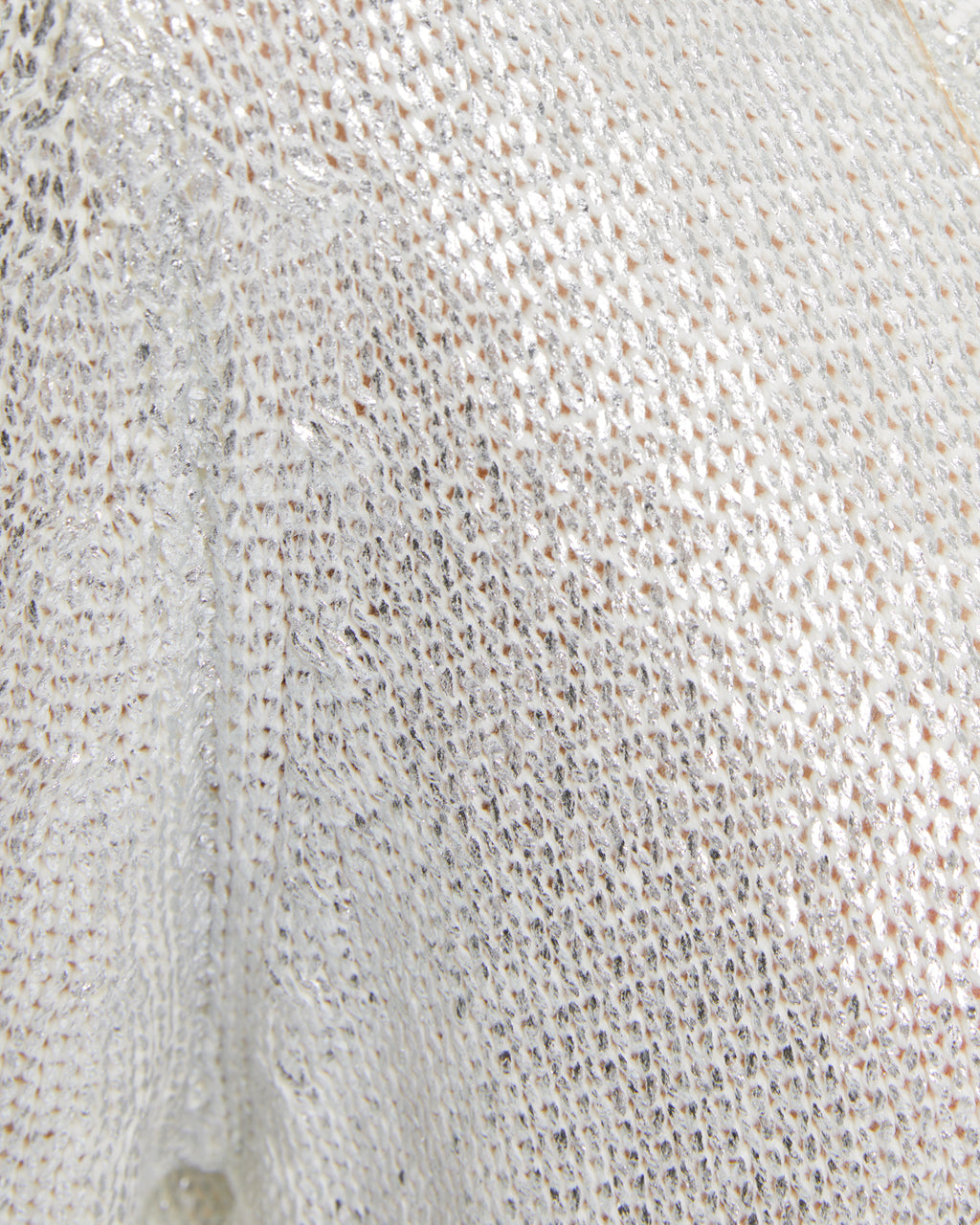 Women's silver laminated V-neck sweater