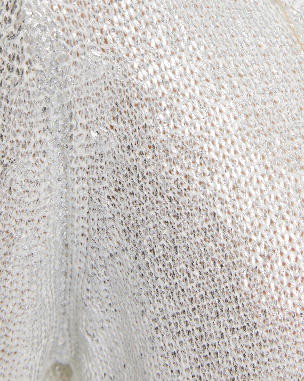 Women's silver laminated V-neck sweater