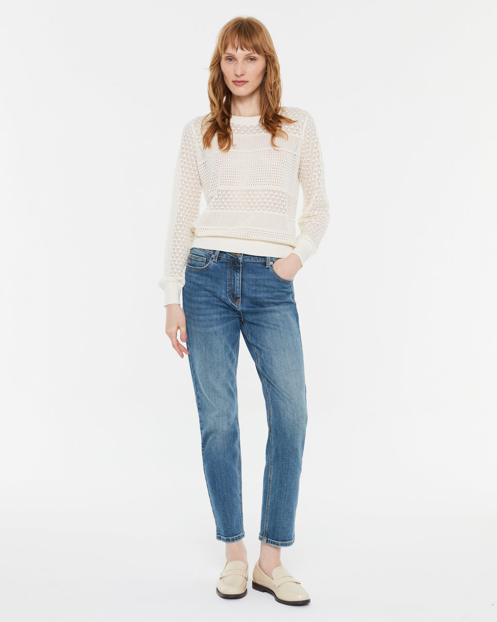 Jersey de mujer calado  cuello redondo