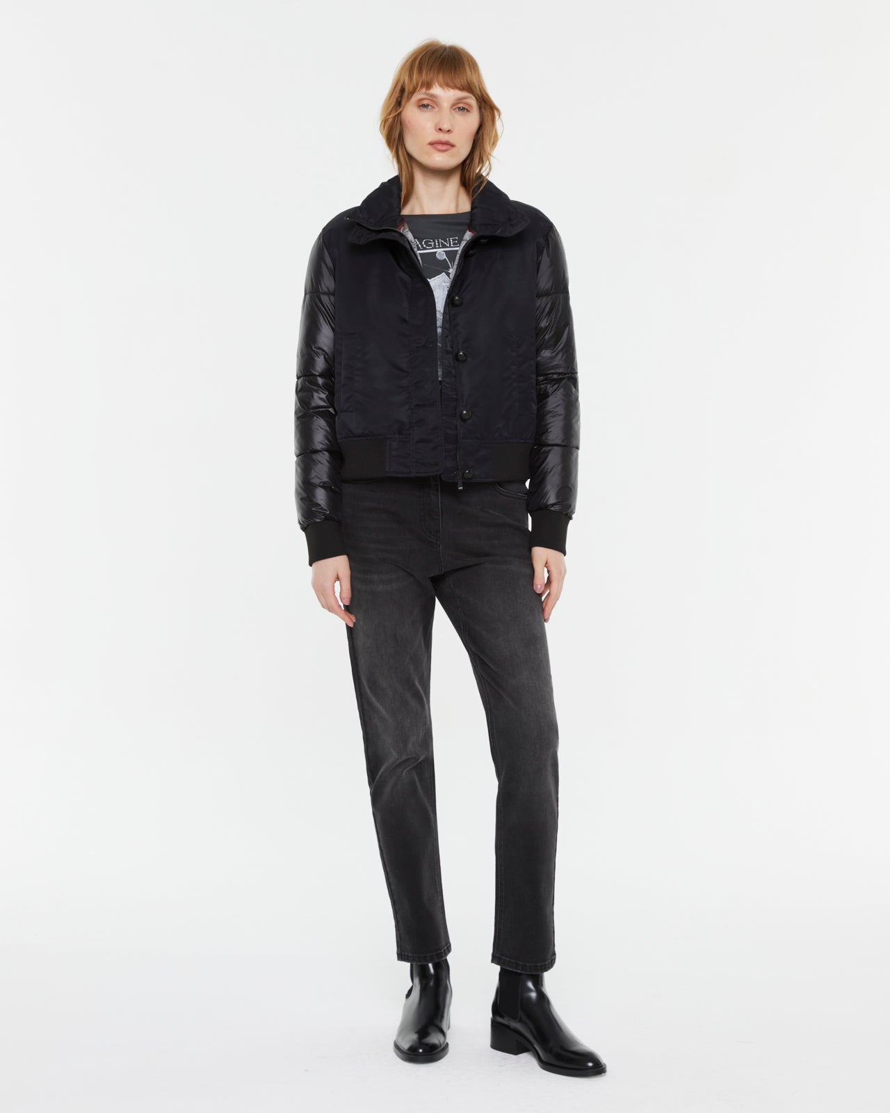 Parka corta de mujer acolchada tipo bomber