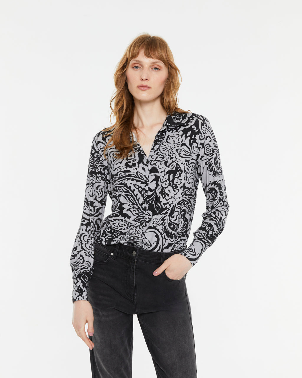 Camisa de mujer estampada de punto