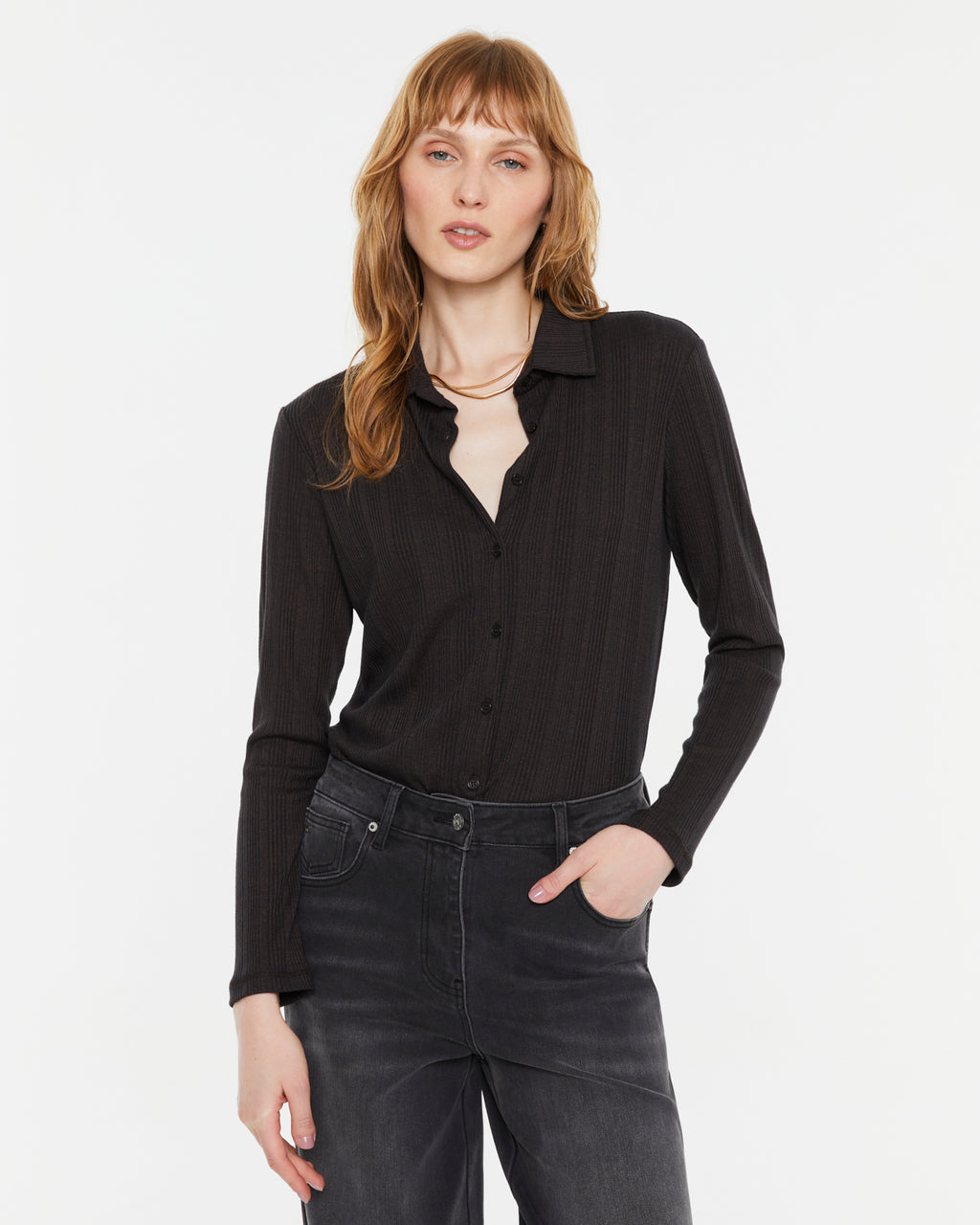 Camisa de mujer en punto canalé