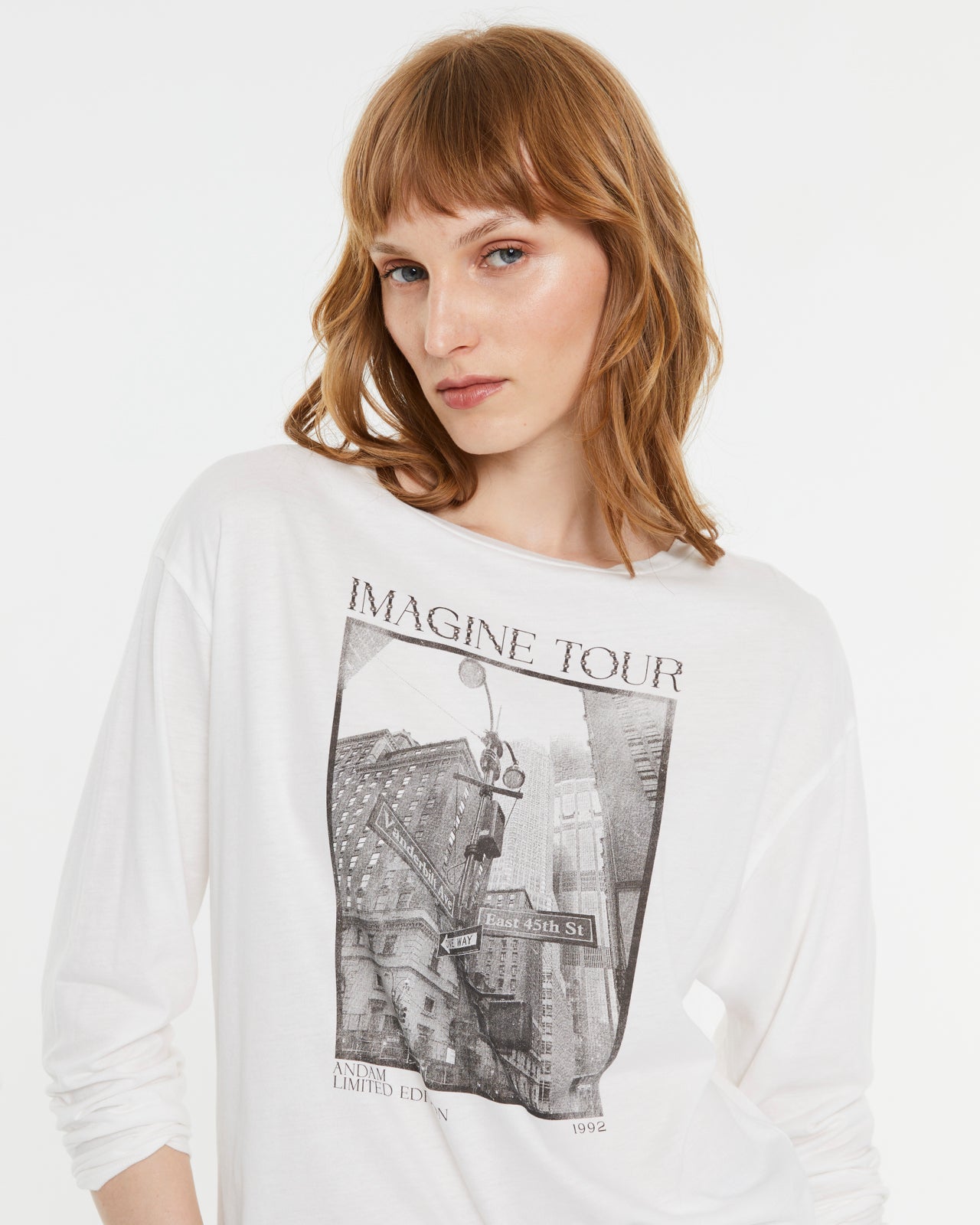 Camiseta mujer estampado frontal manga larga