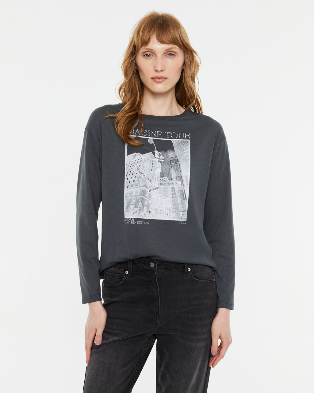 Camiseta mujer estampado frontal manga larga