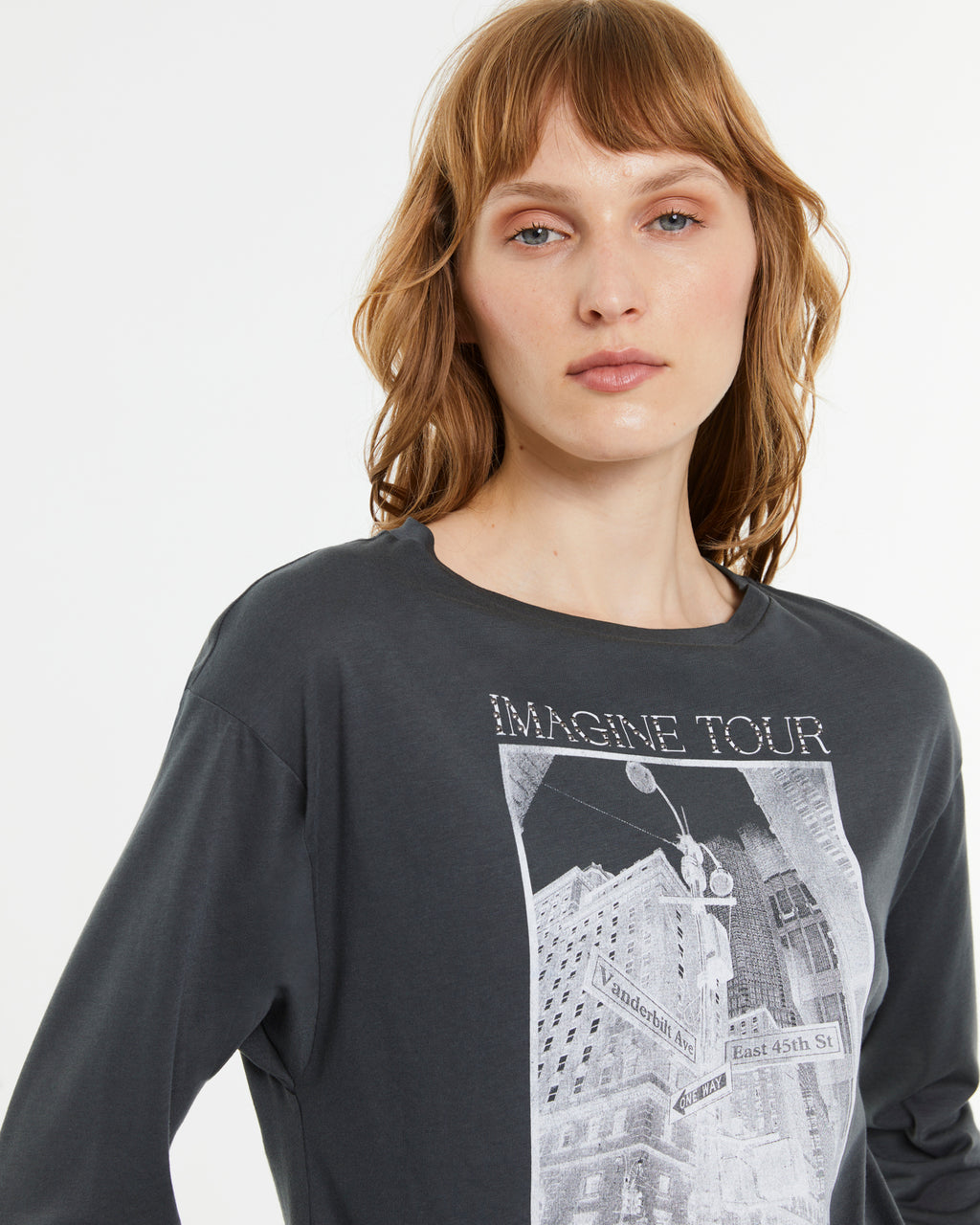 Camiseta mujer estampado frontal manga larga