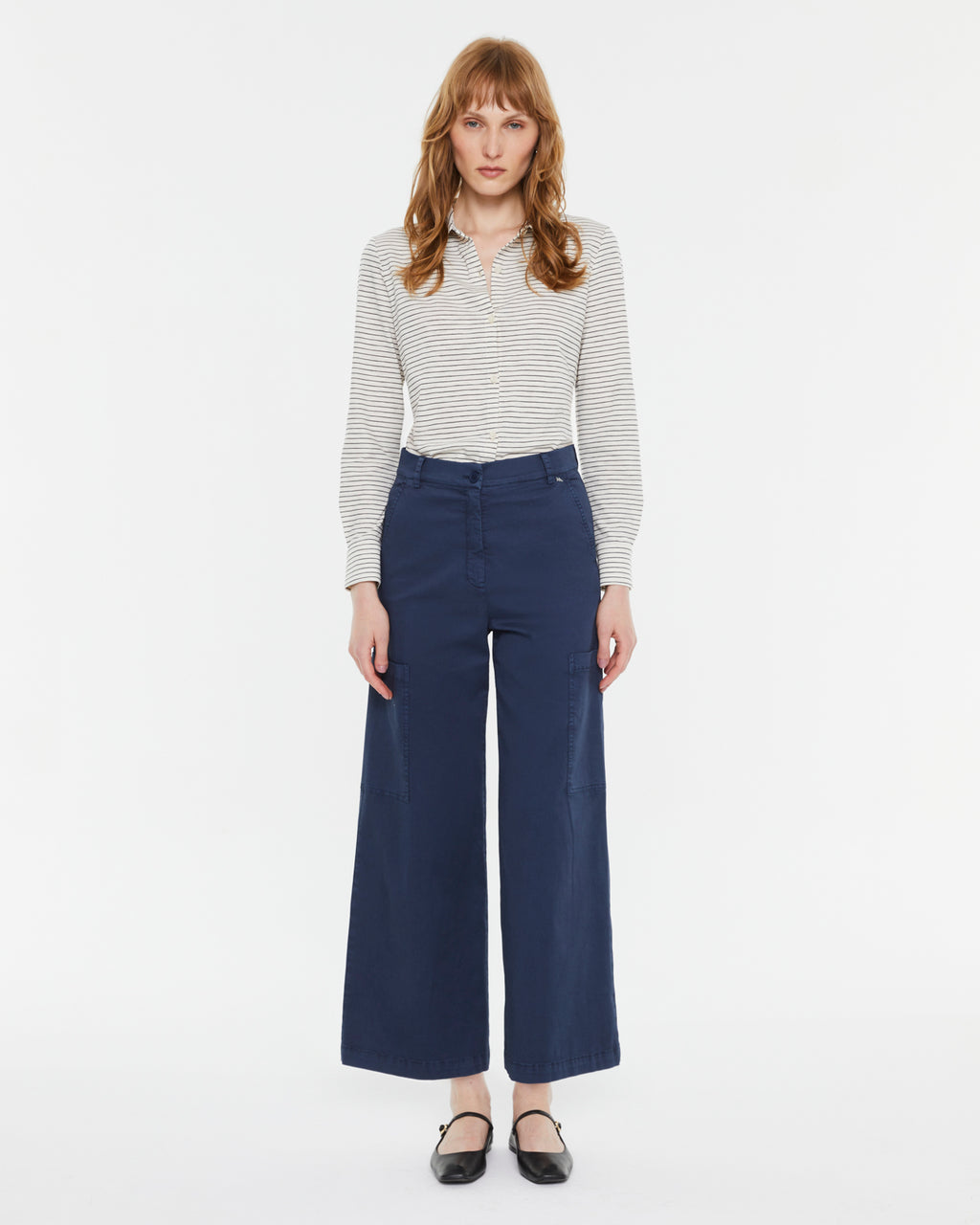 Camisa de mujer en punto estampado rayas