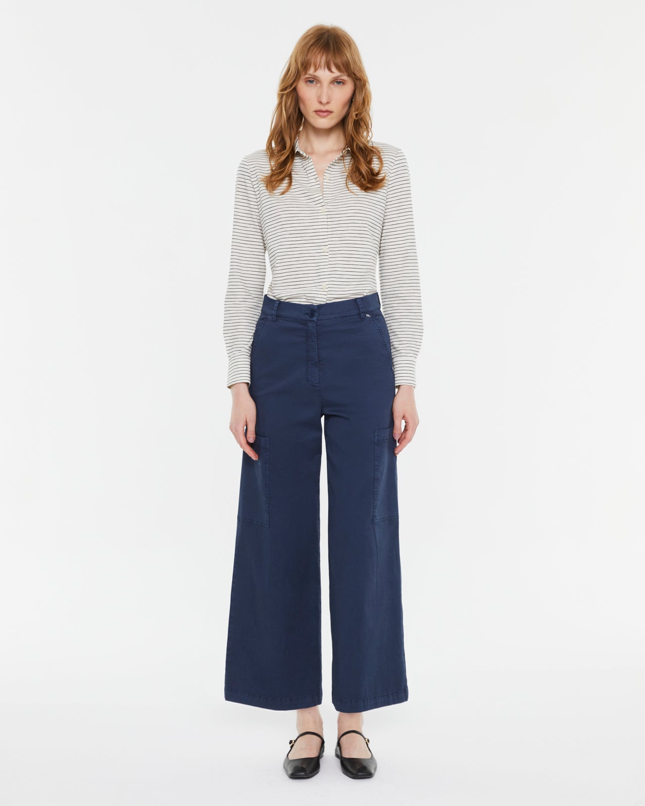 Camisa de mujer en punto estampado rayas
