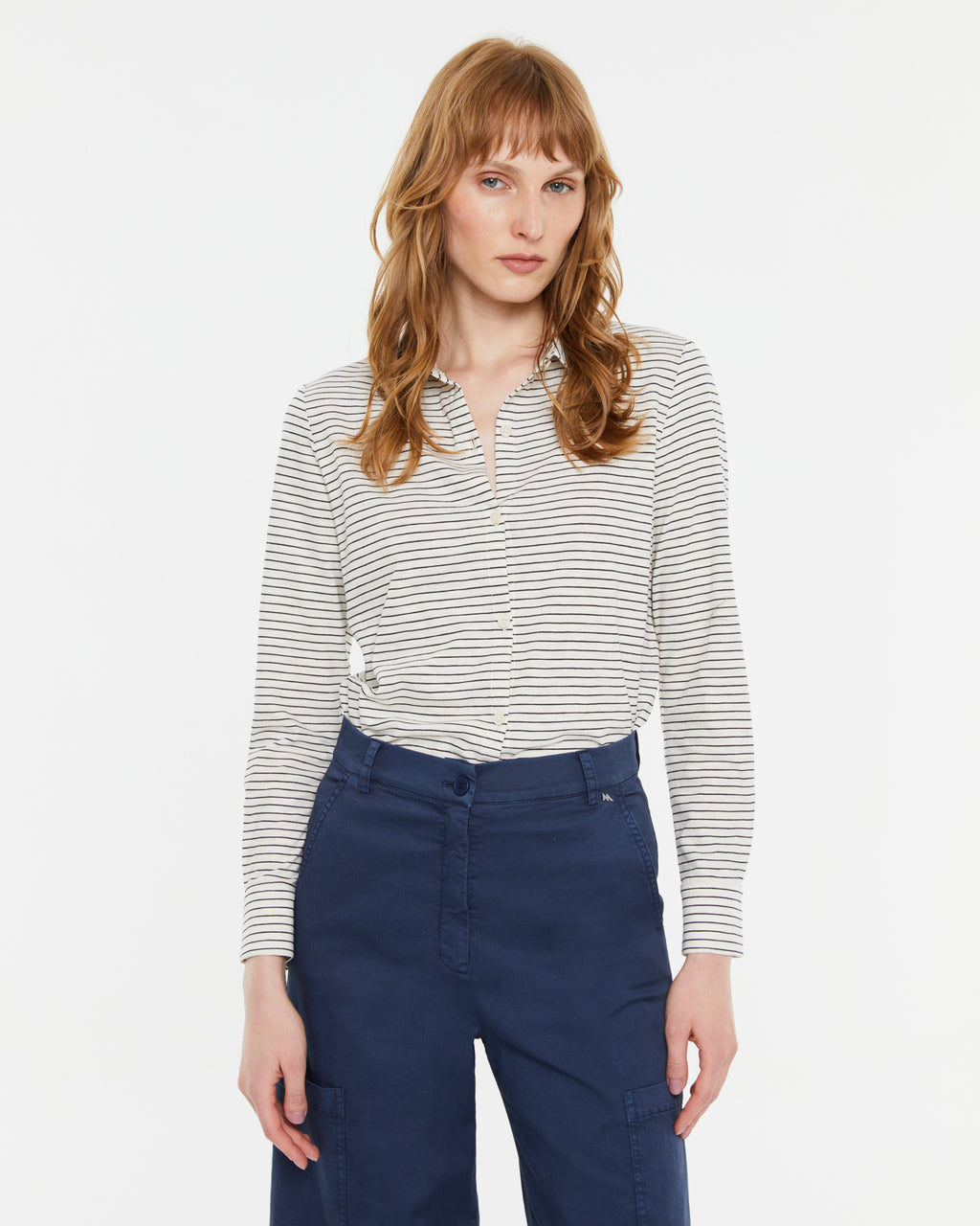 Camisa de mujer en punto estampado rayas