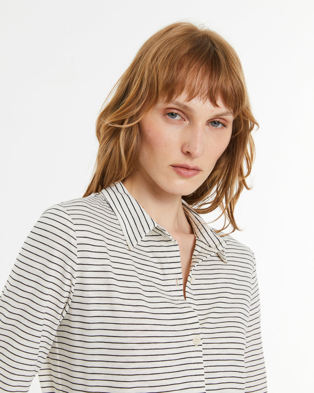 Camisa de mujer en punto estampado rayas