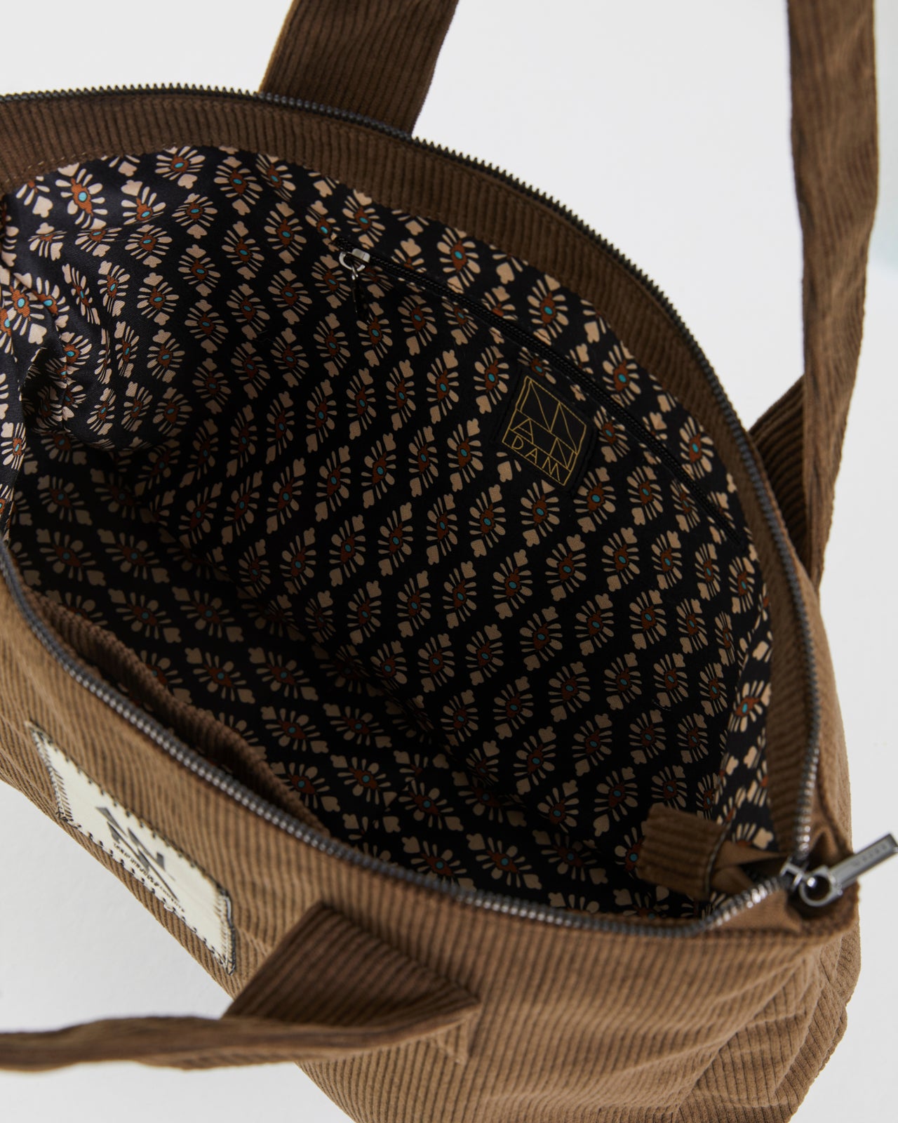 Bolso de mano de mujer de pana con cremallera