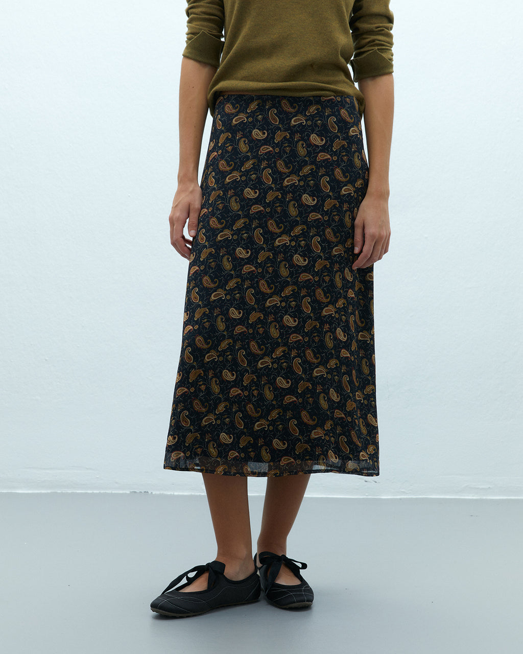 Falda midi estampada forrada