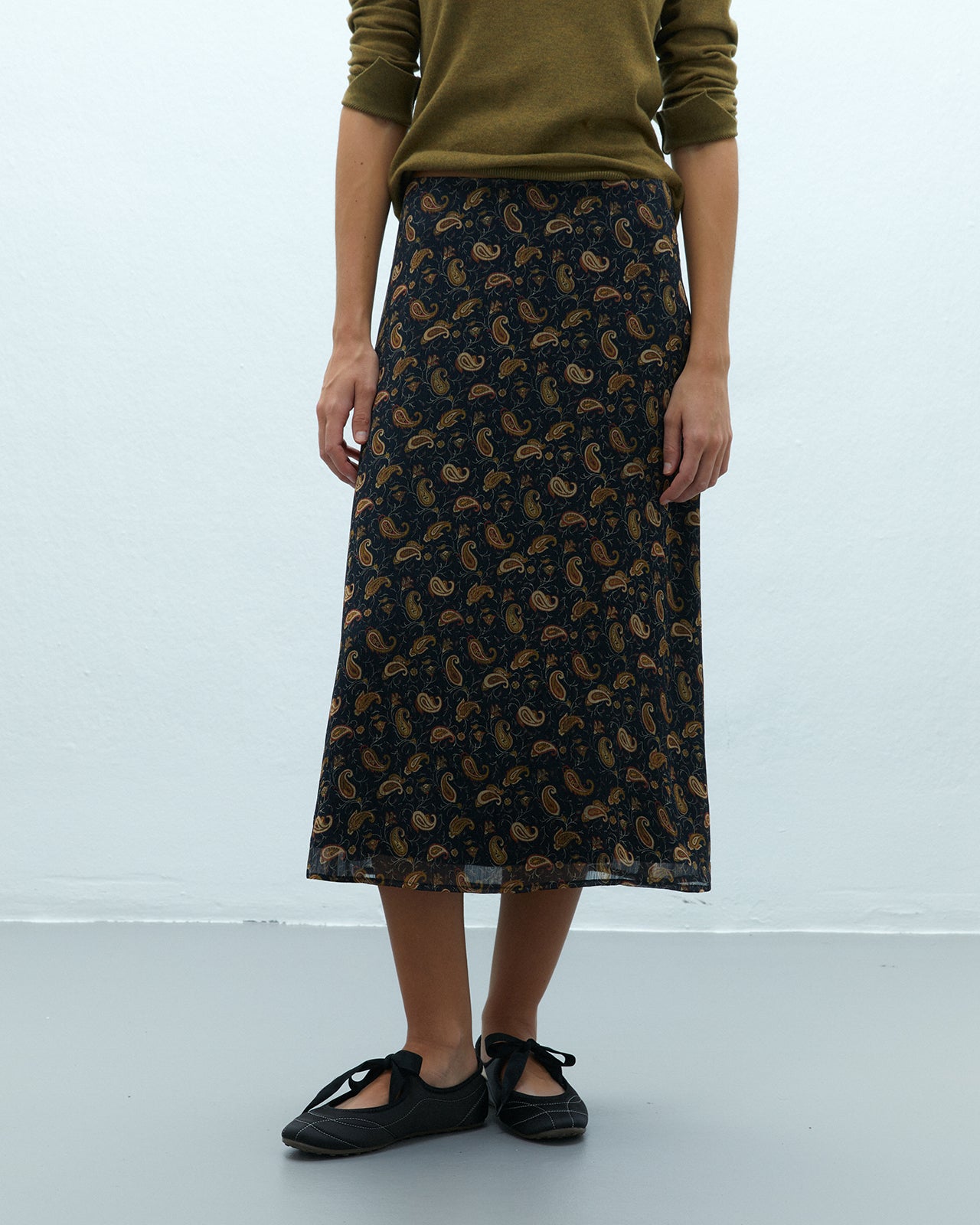 Falda midi estampada forrada