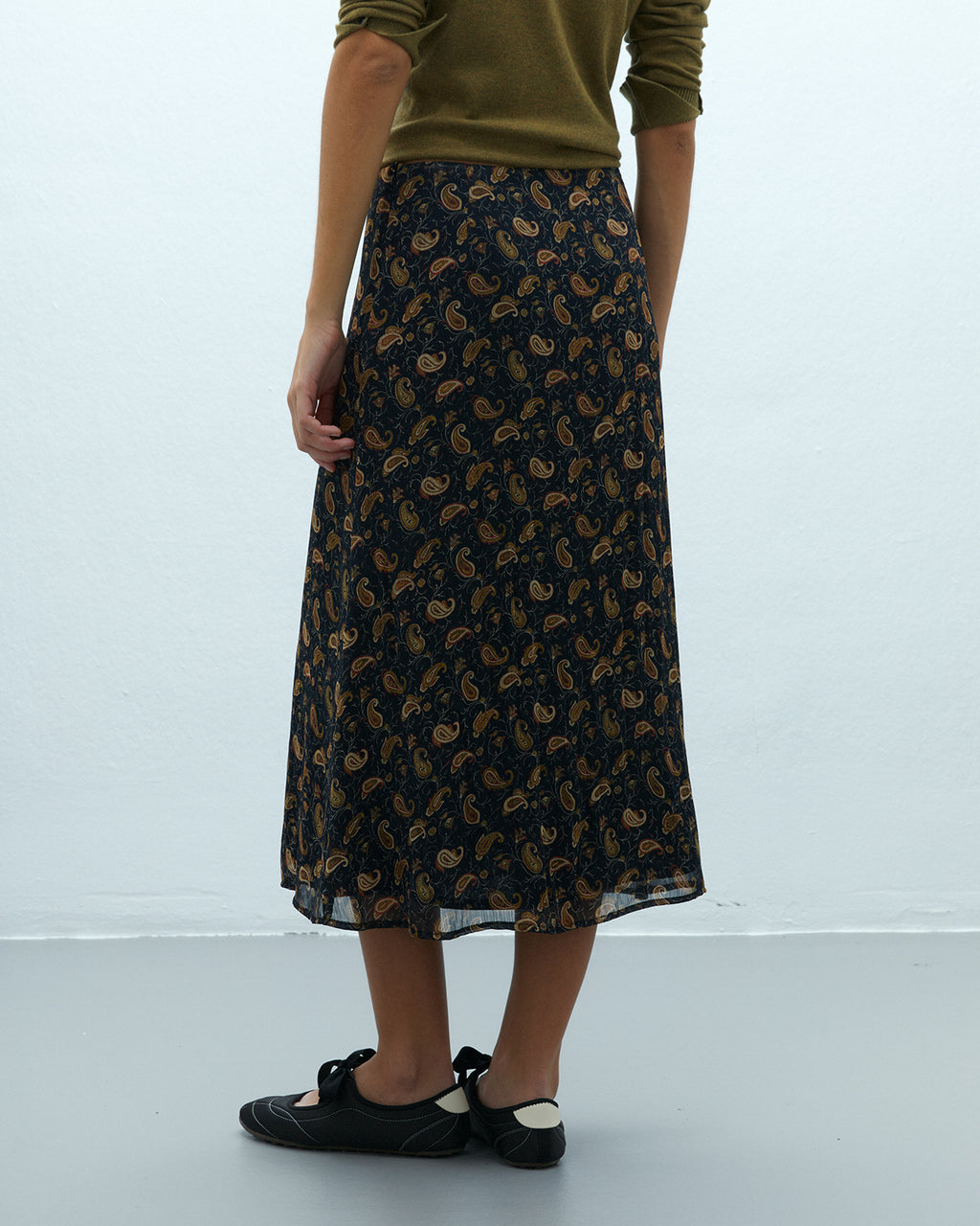 Falda midi estampada forrada