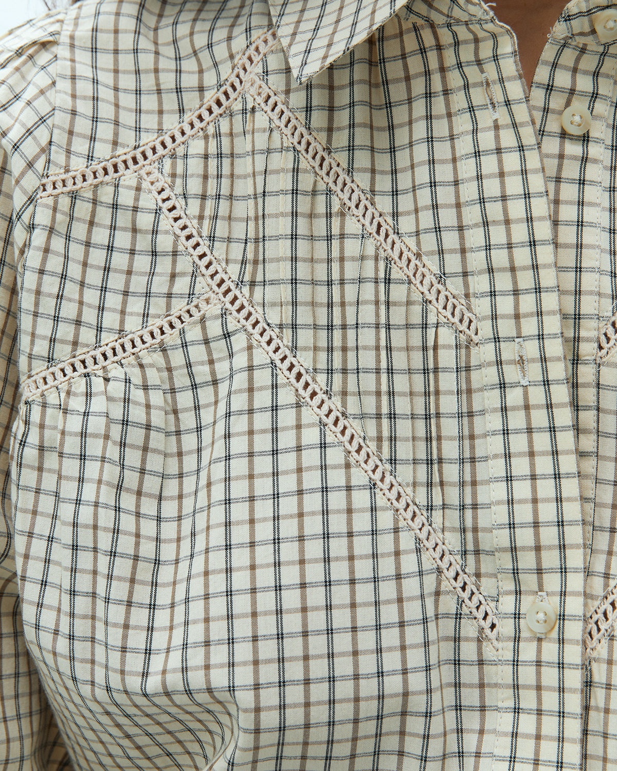 Camisa de mujer estampado cuadros cuello camisero