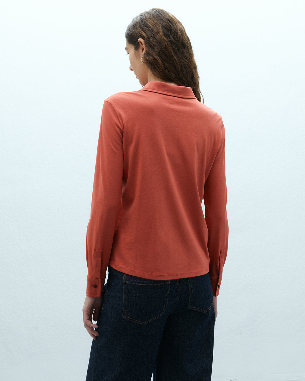 Camisa de mujer en punto liso manga larga