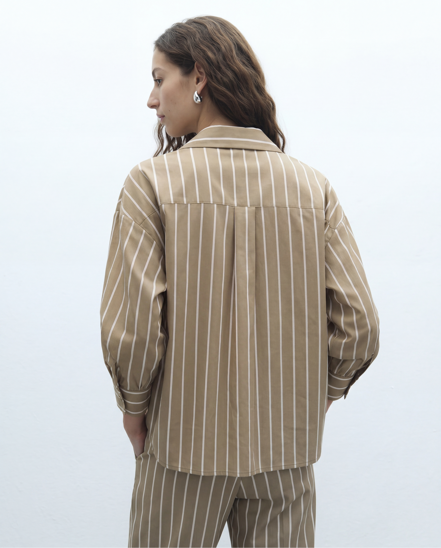 Camisa de mujer estampado rayas cuello camisero