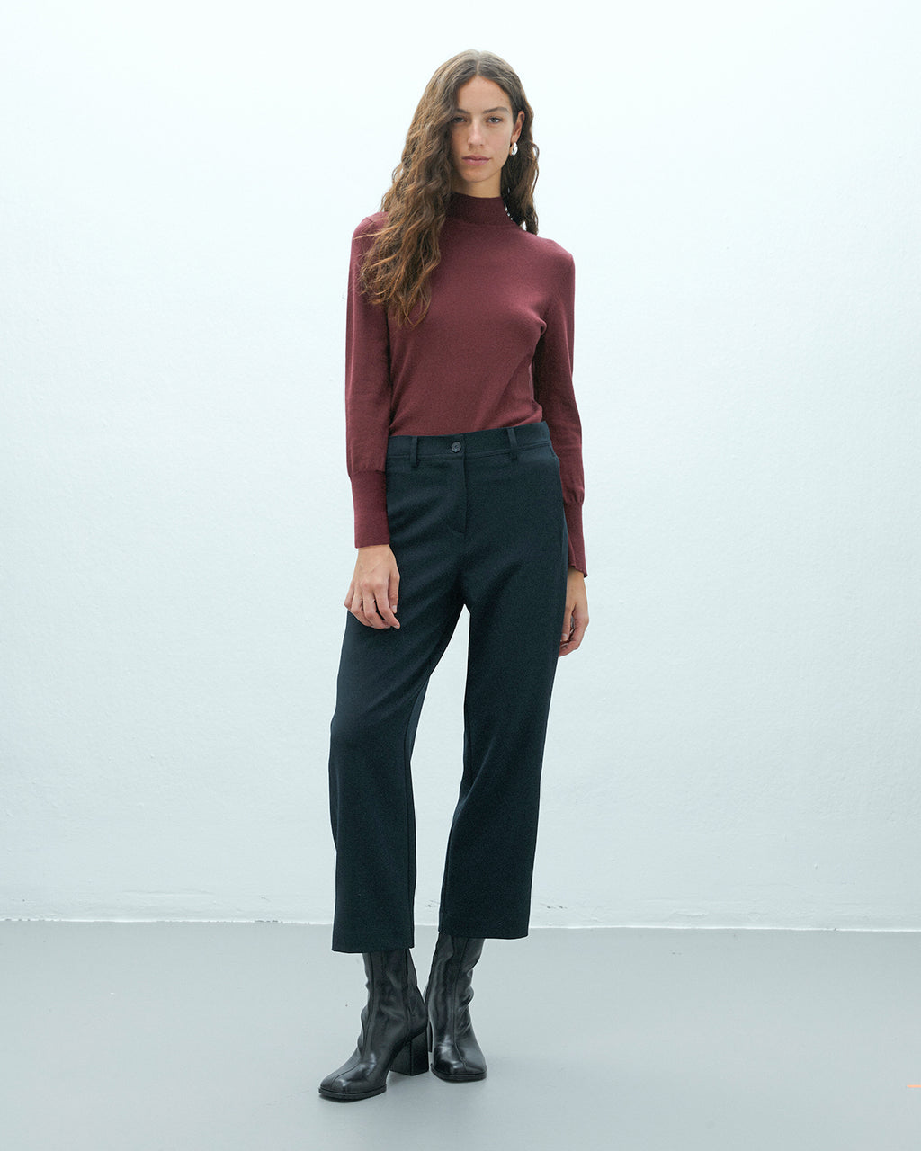 Pantalón ancho de mujer cropped cintura elástica