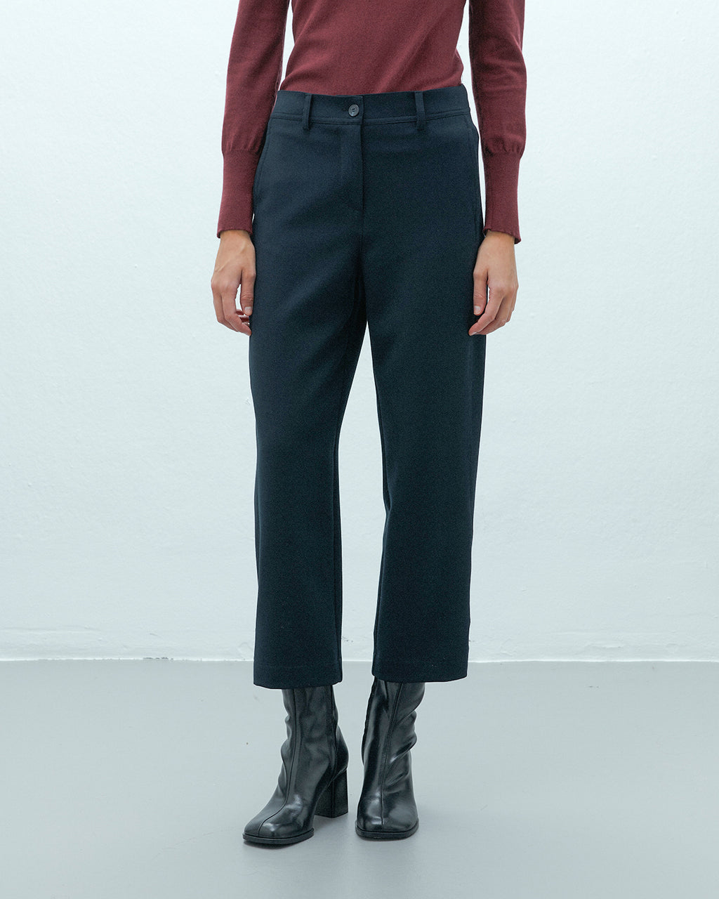 Pantalón ancho de mujer cropped cintura elástica