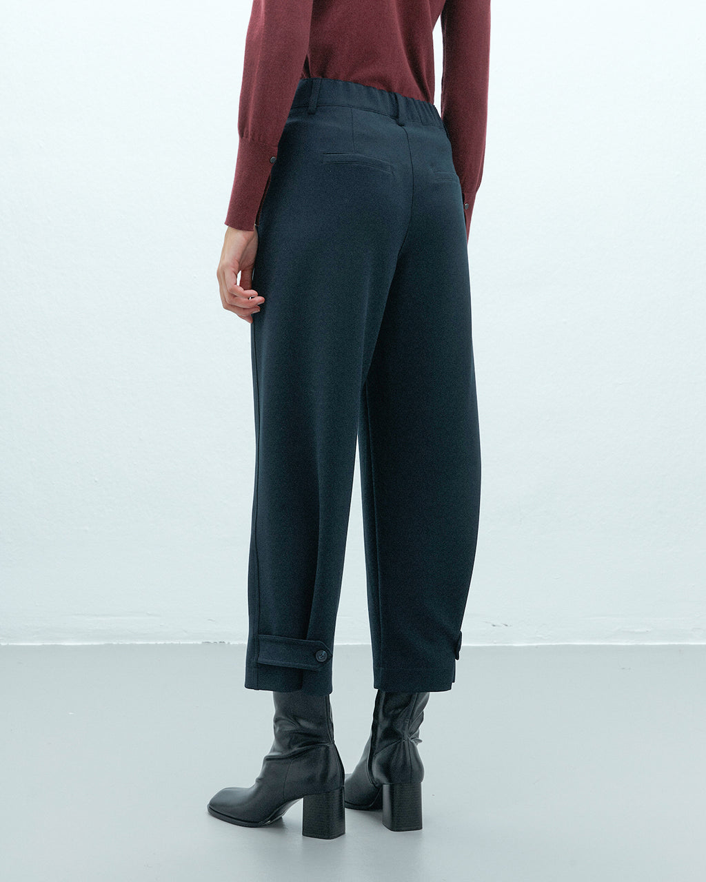 Pantalón ancho de mujer cropped cintura elástica