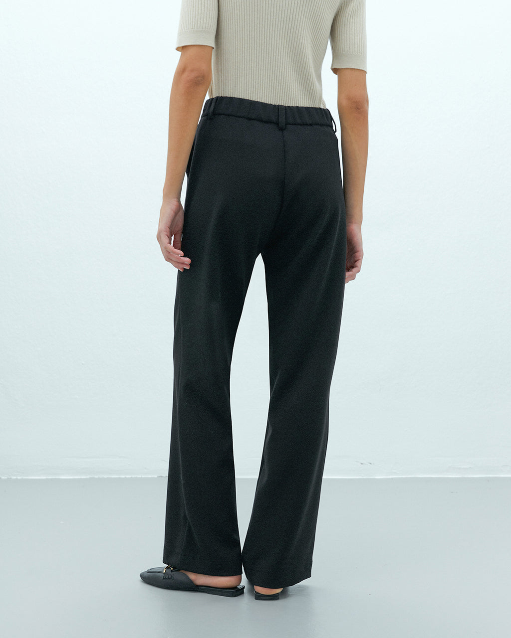 Pantalón recto de mujer cintura elástica