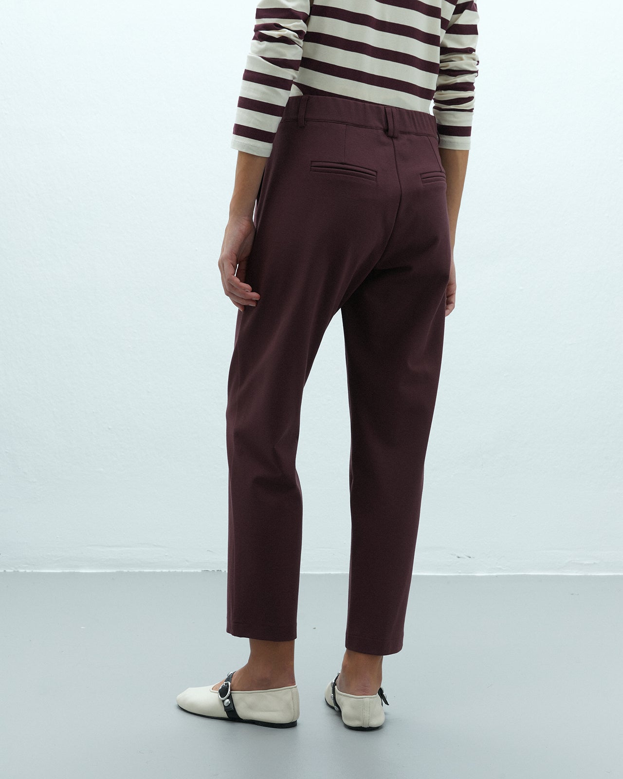Pantalón recto de mujer punto roma cintura elástica