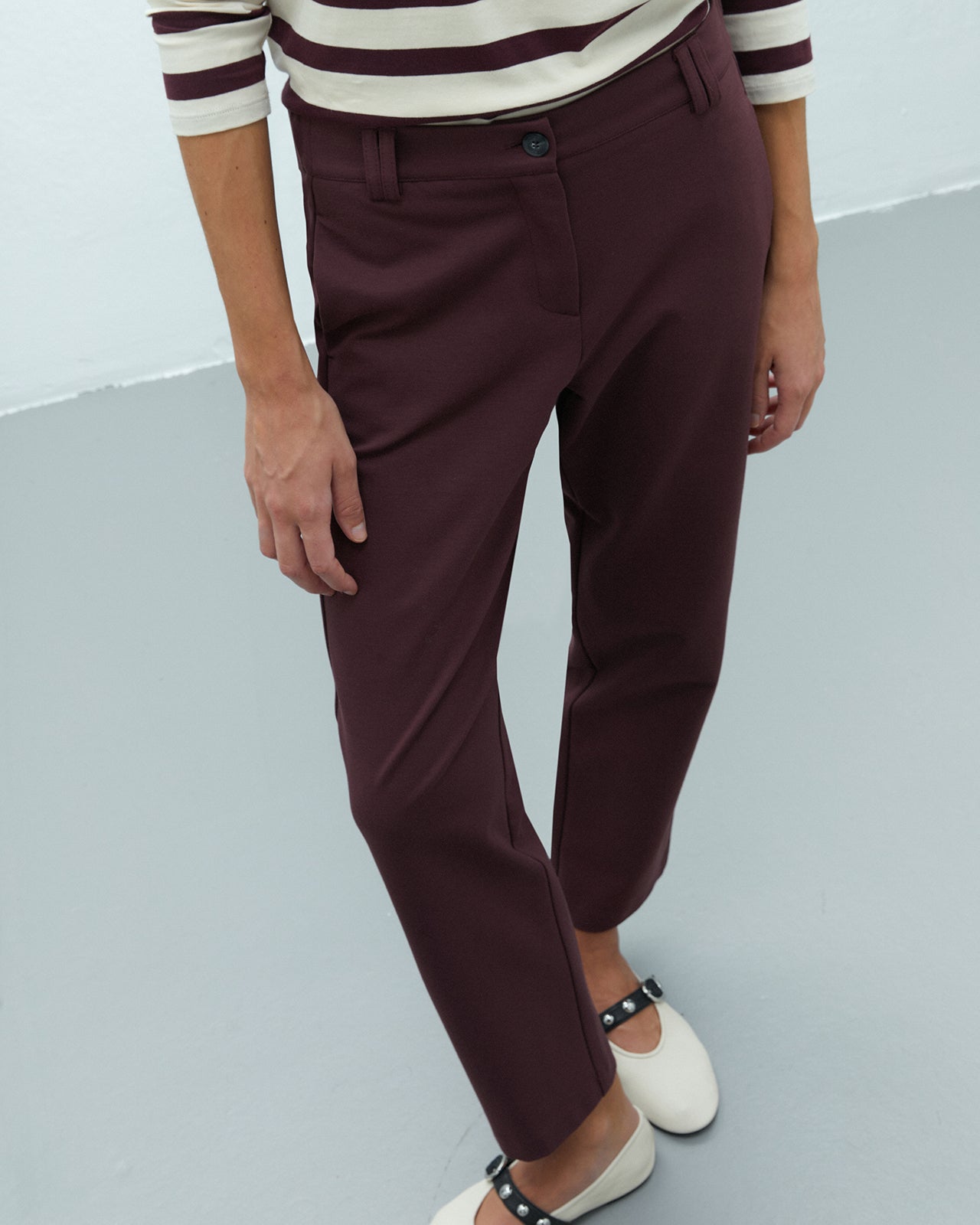 Pantalón recto de mujer punto roma cintura elástica