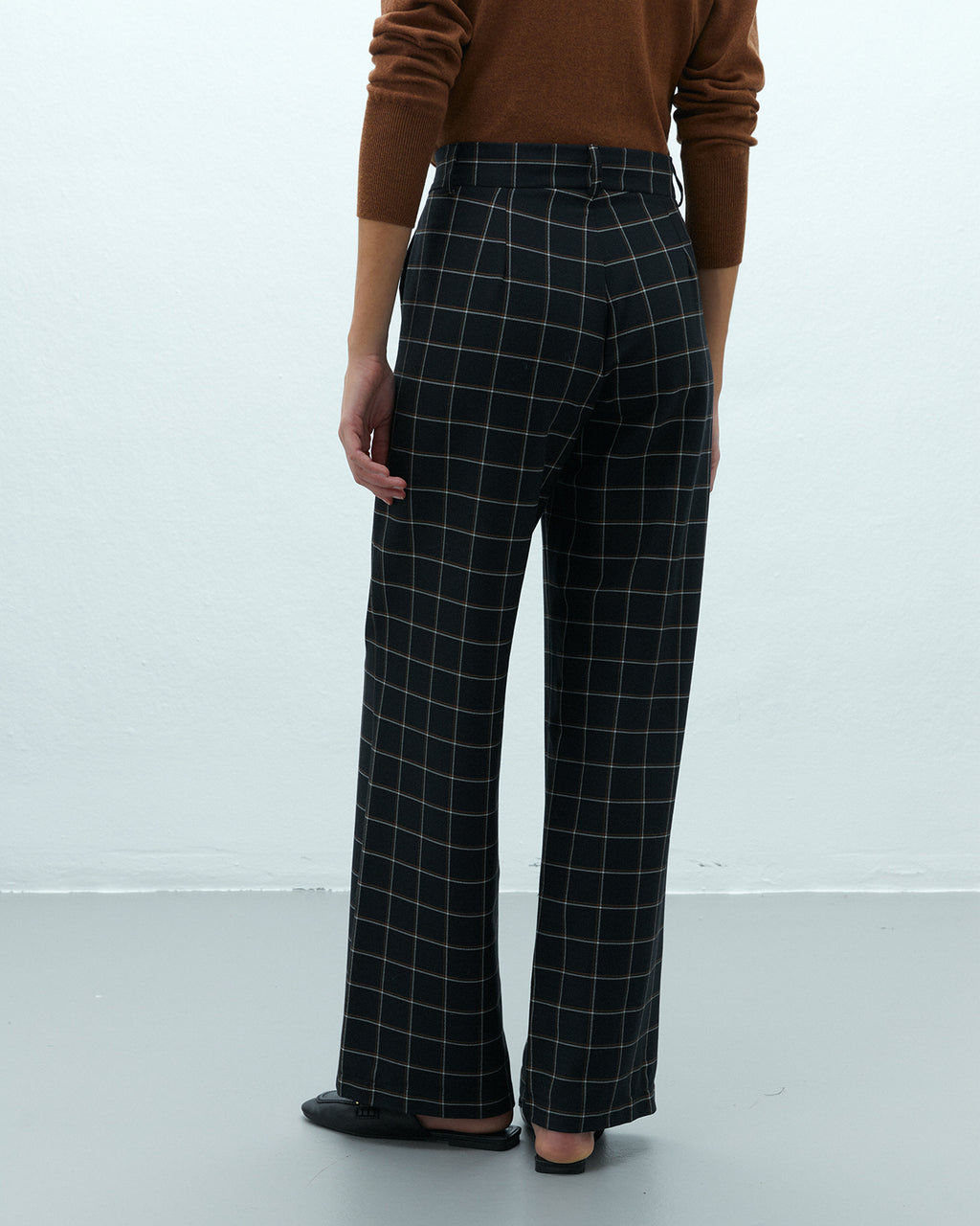 Pantalón ancho de mujer estampado cuadros