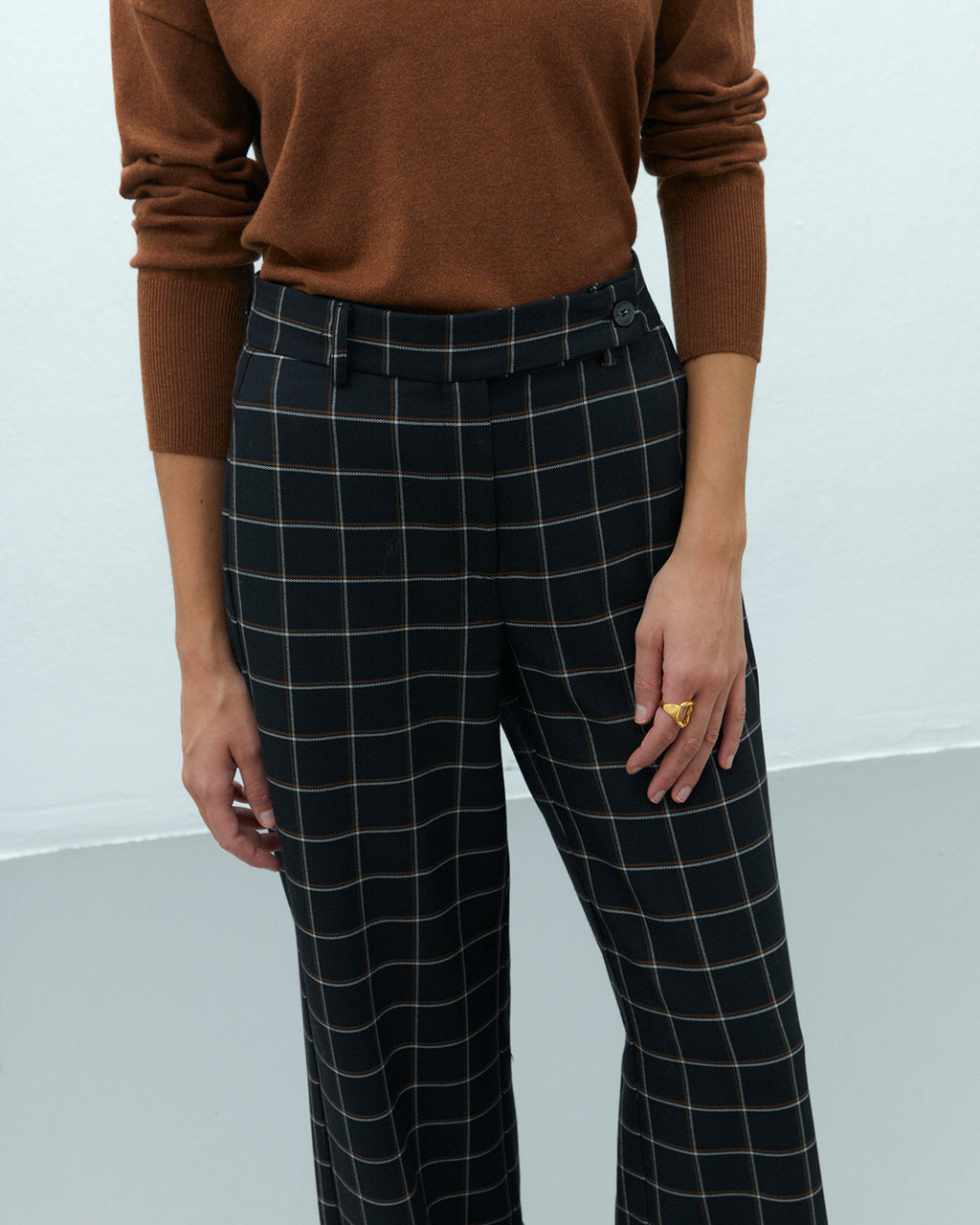 Pantalón ancho de mujer estampado cuadros