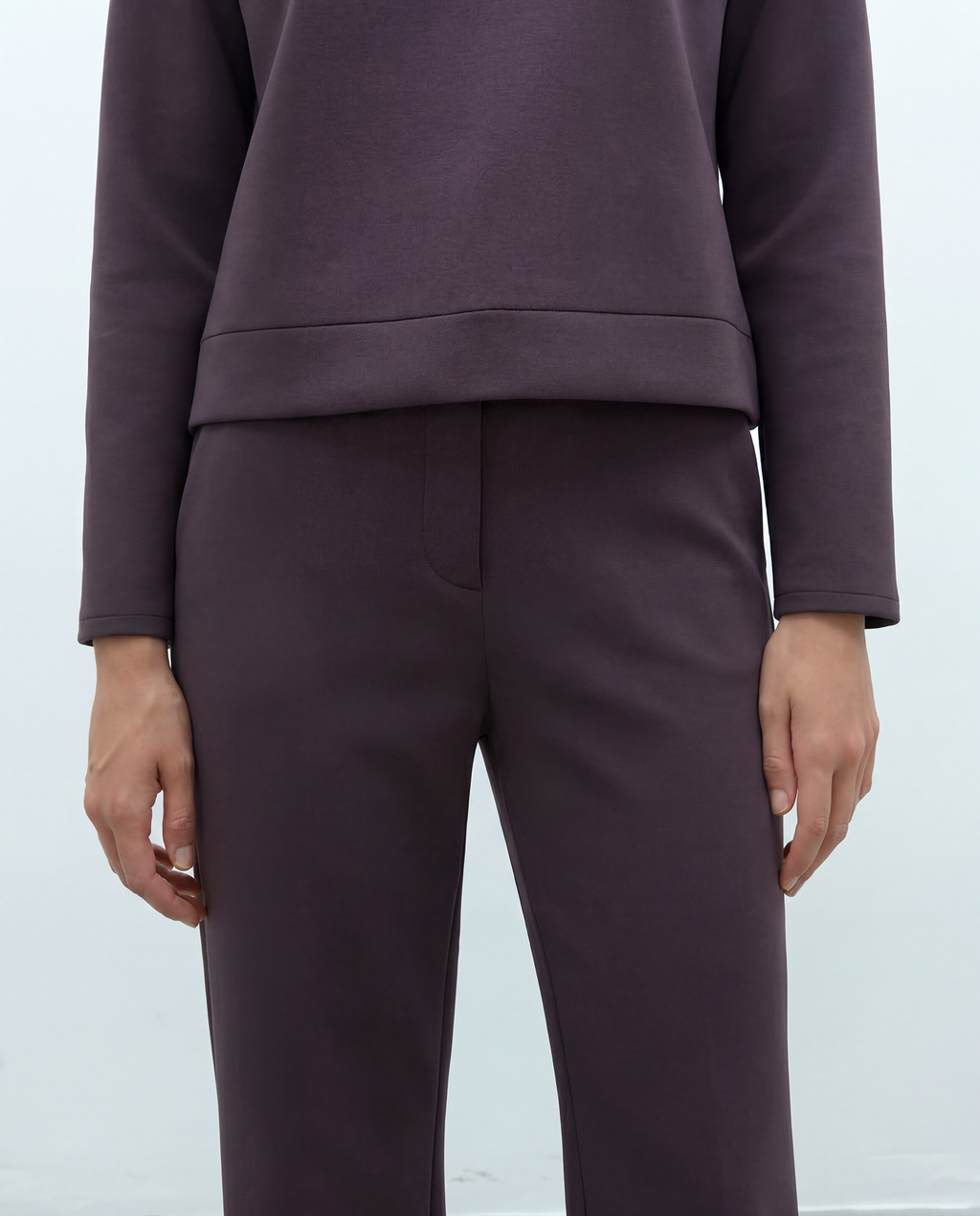 Pantalón recto de mujer punto liso cintura elástica