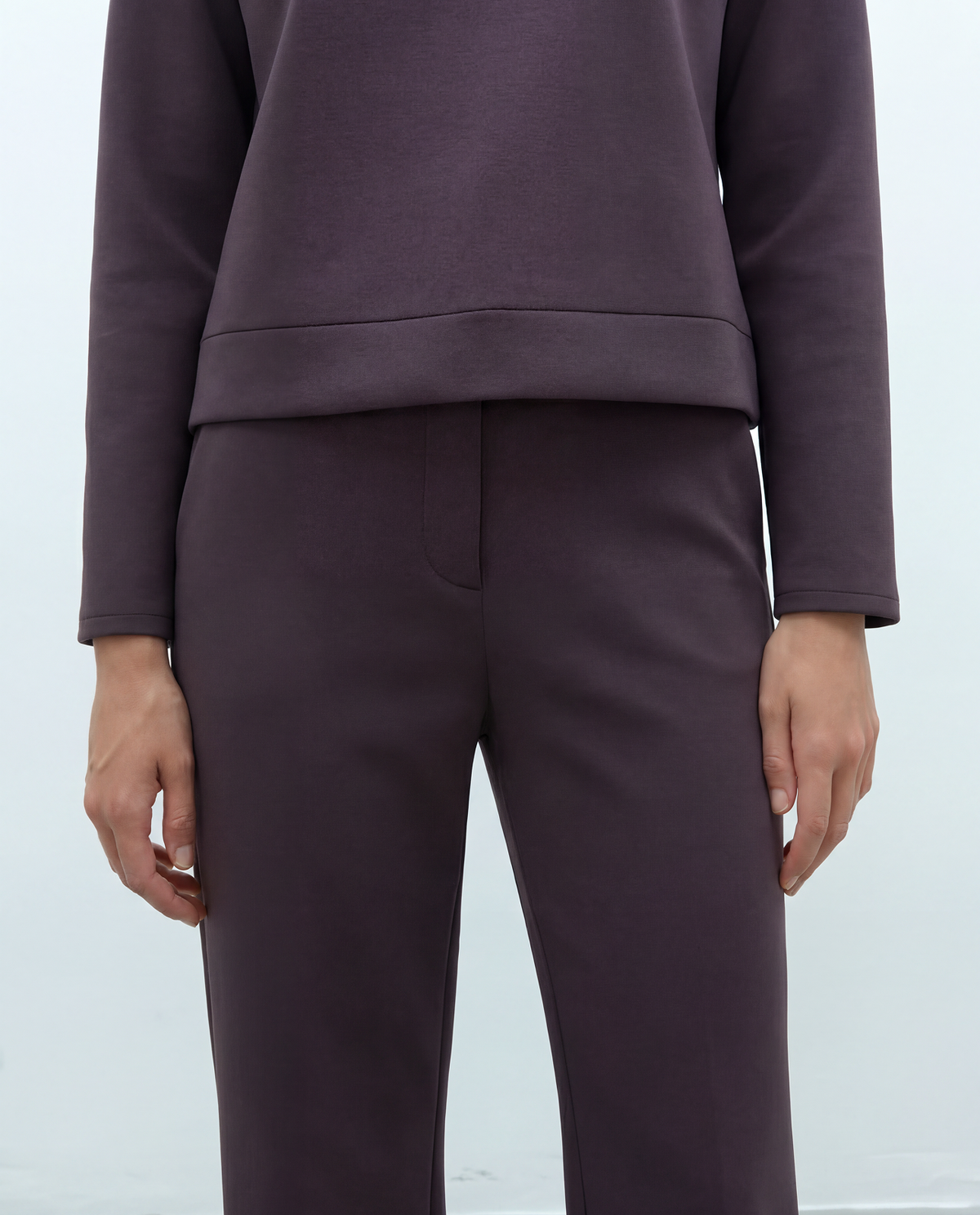 Pantalón recto de mujer punto liso cintura elástica