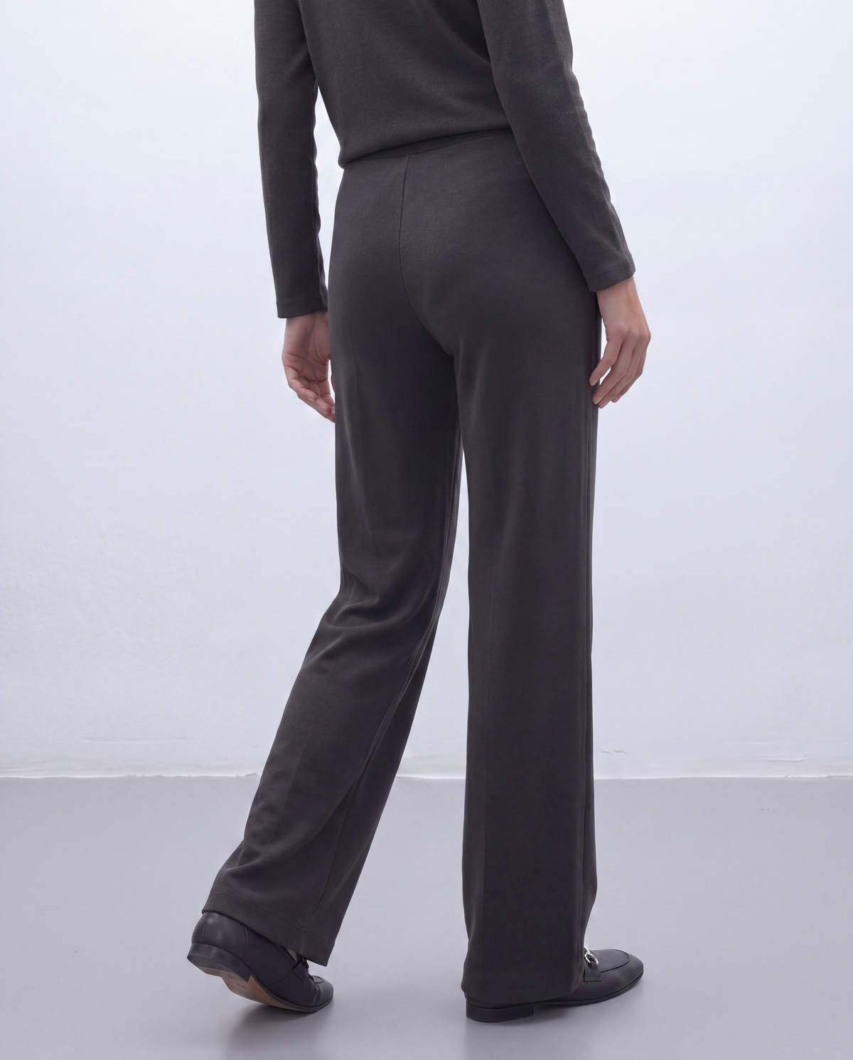Pantalón recto de mujer punto liso cintura elástica
