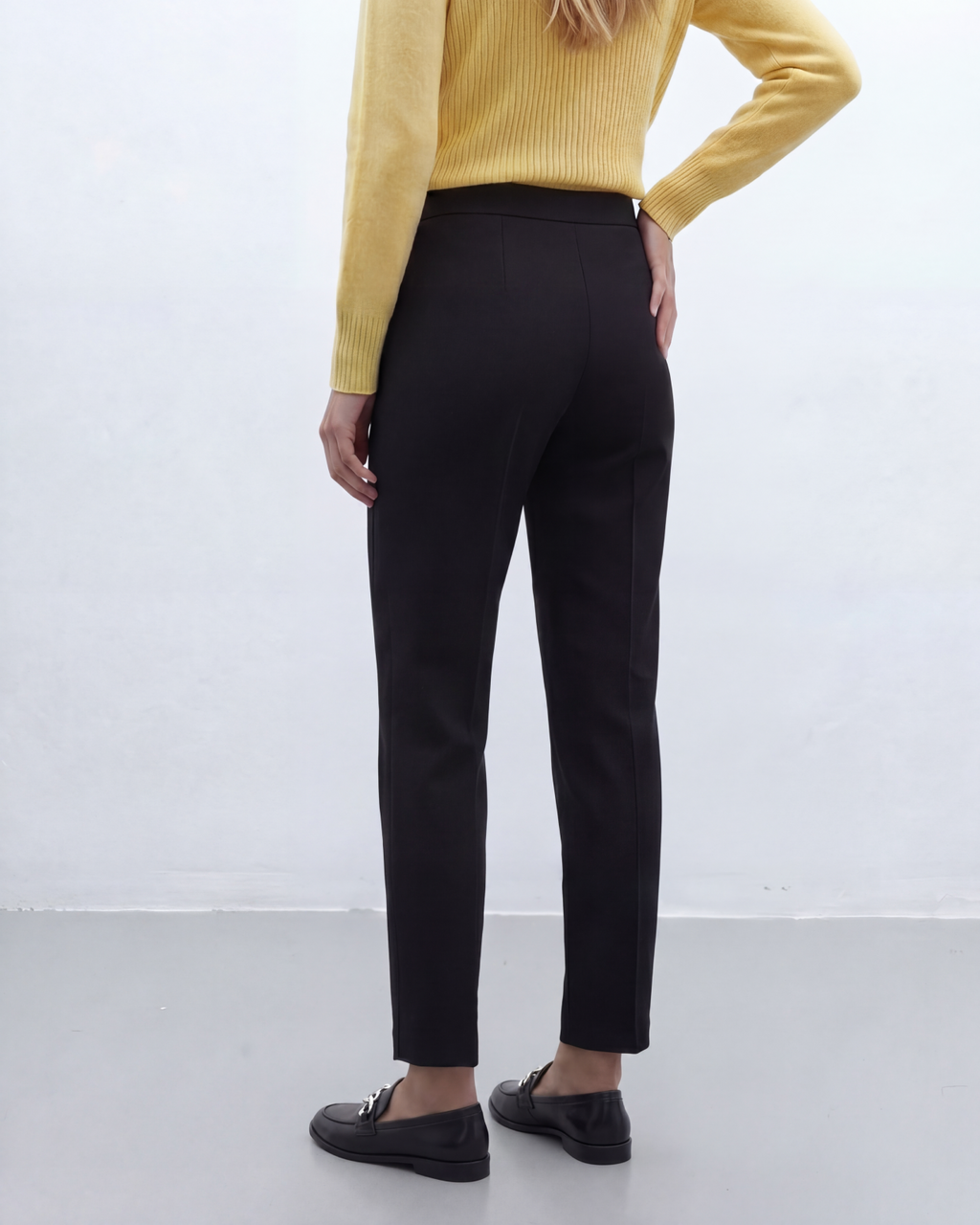 Pantalón recto de mujer punto liso cintura elástica