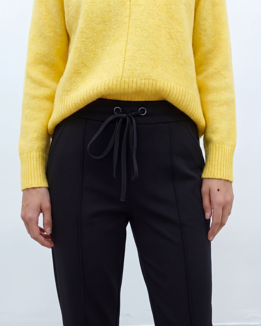 Pantalón recto de mujer punto liso cintura elástica