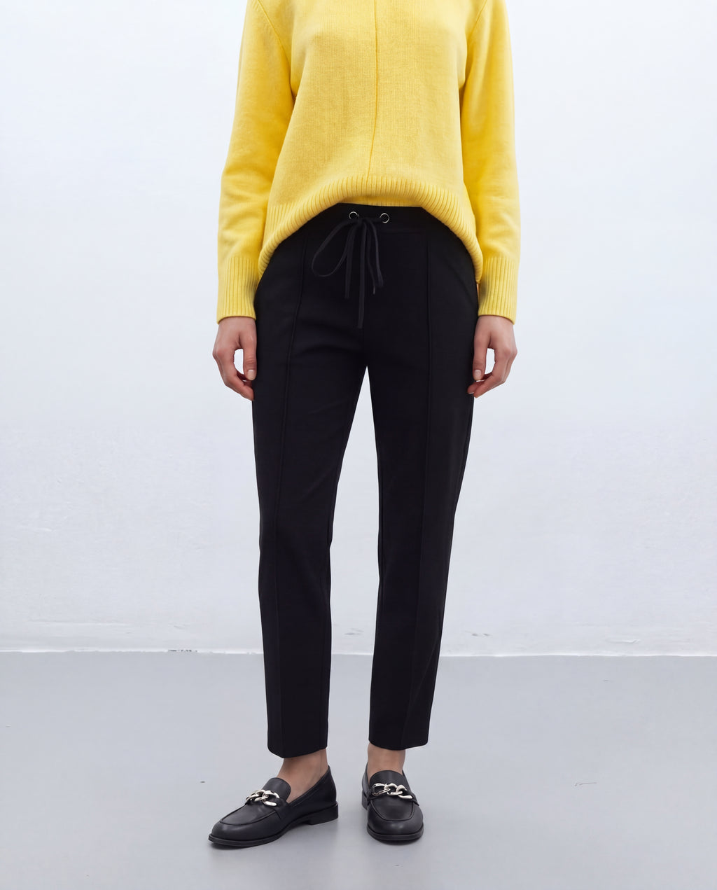 Pantalón recto de mujer punto liso cintura elástica