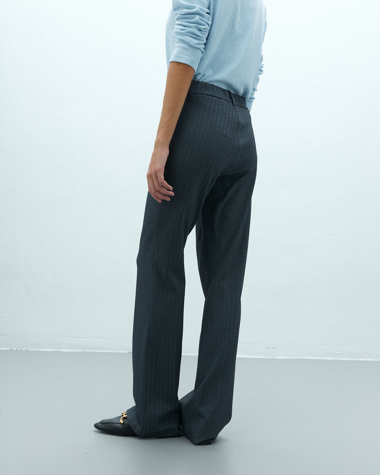 Pantalón recto de mujer de punto cintura elástica