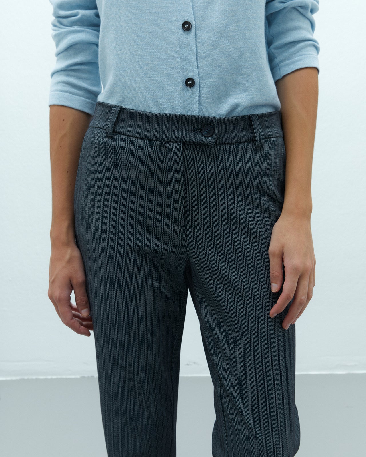 Pantalón recto de mujer de punto cintura elástica